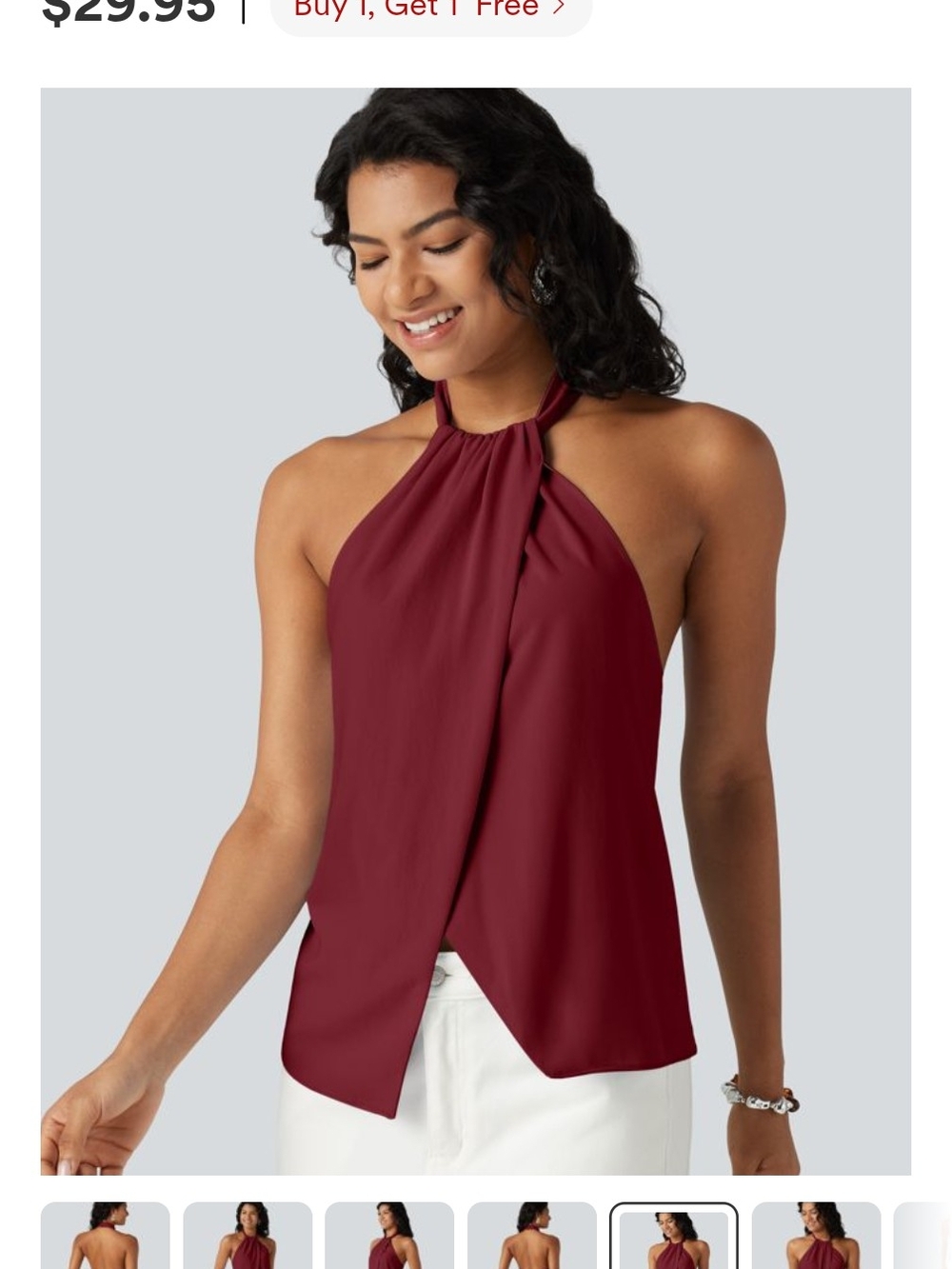 Halara Women’s Backless Tie Back Halter Top - Burgundy